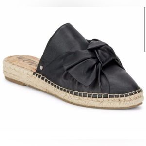 Sam Edelman Lynda Black Leather Espadrille/Mule with top Bow sz 7.5